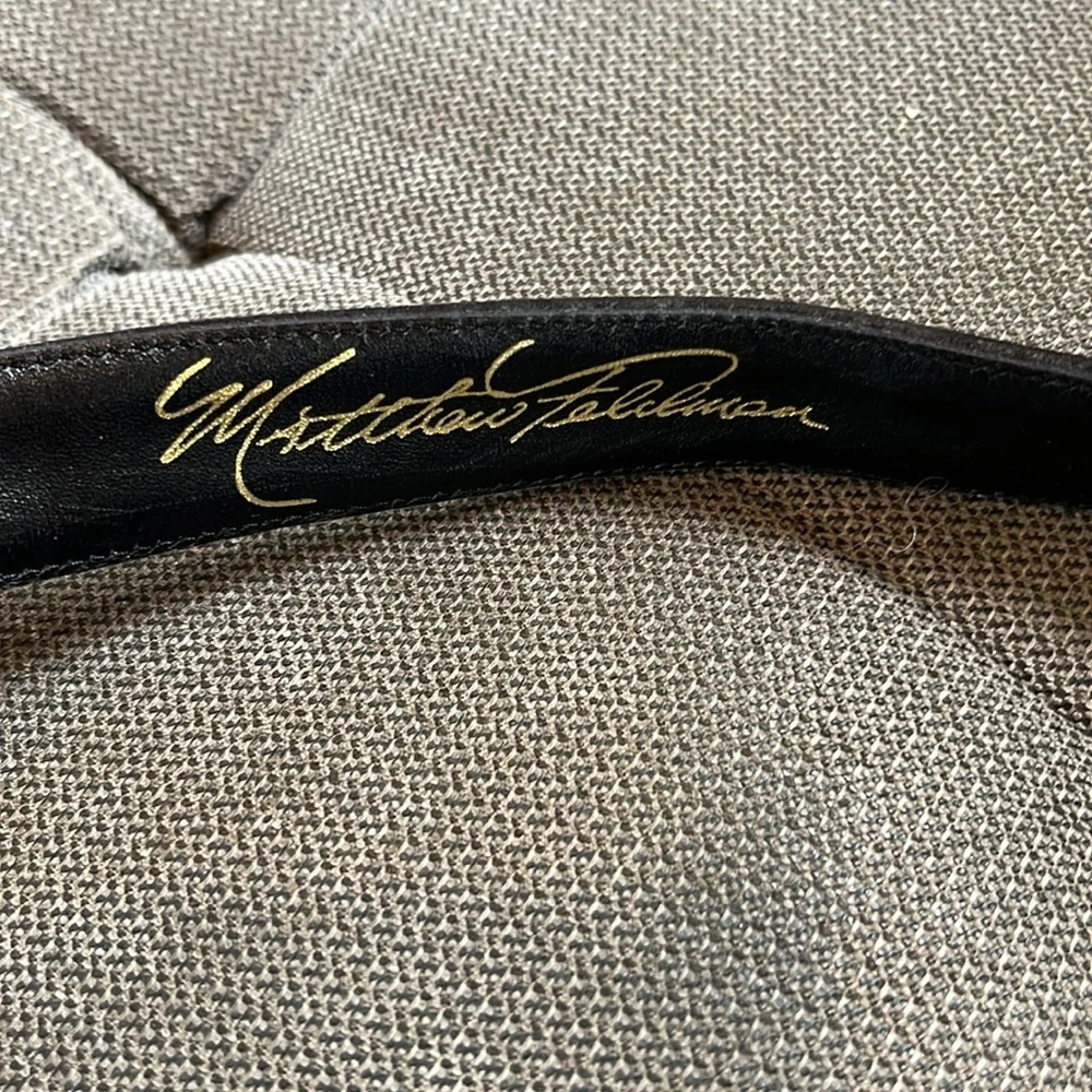 🥑Matthew Feldman Black Leather Belt Silver Buckle | Minimalist Luxury | 34”